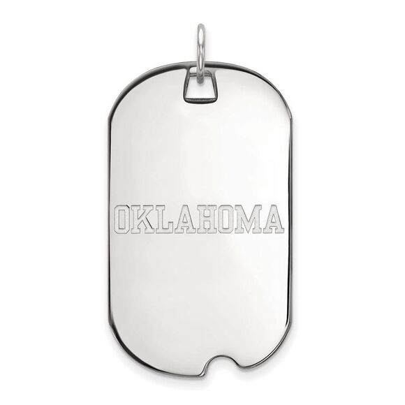 Sterling Silver U. of Oklahoma Large Dog Tag Pendant